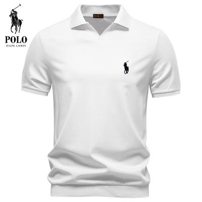 Borduur Zomer Tencel Heren Poloshirt Old Money Stijl Zijde Gladde Val Gevoel Zakelijke Mannen Meeuwenkraag Polo