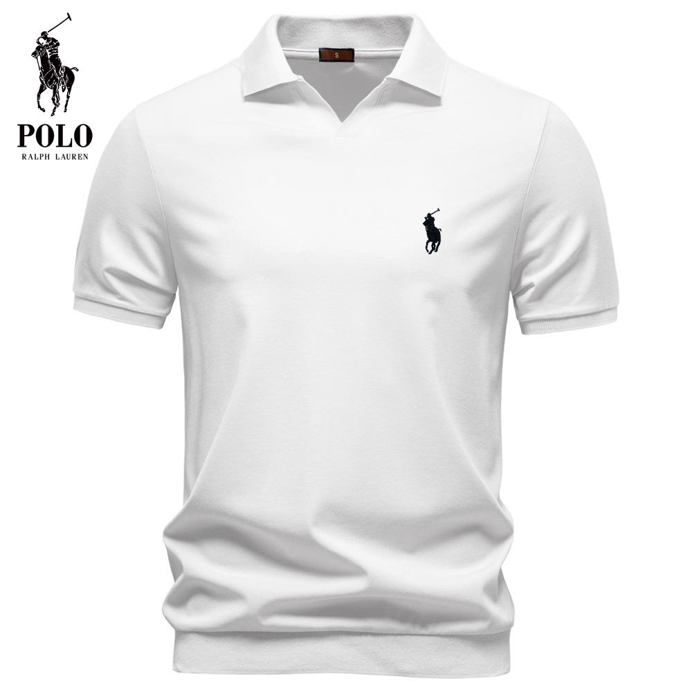 Changchun Lianju Ralph Lauren Borduur Zomer Tencel Heren Poloshirt Old Money Stijl Zijde Glad Glijdend Gevoel Zakelijke Mannen Zeemeeuwenkraag Polo S