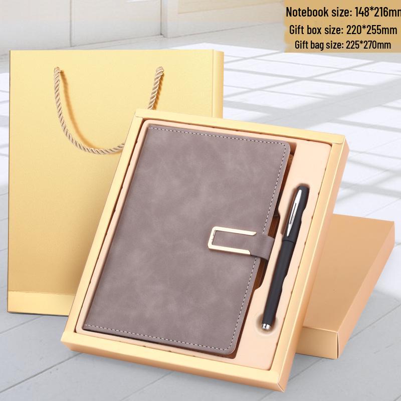 Men's Business Notebook with Printed Pages, Leather Cover, Magnetic Buckle, and Pen Holder. Perfect for Meeting Minutes and Office Use.
