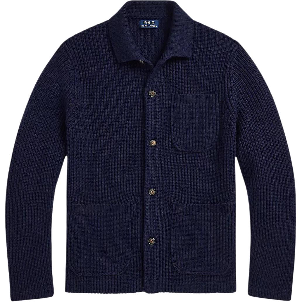 

Polo Ralph Lauren Однотонный Свободный Крой Воротник поло Прямой Крой Длинный Рукав Карман Свитер Мужской свитер 710955909-001 M