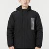 Adidas Neo Striped Print Sports Hooded Cotton Jacket Winter Men Jacket Black H45251