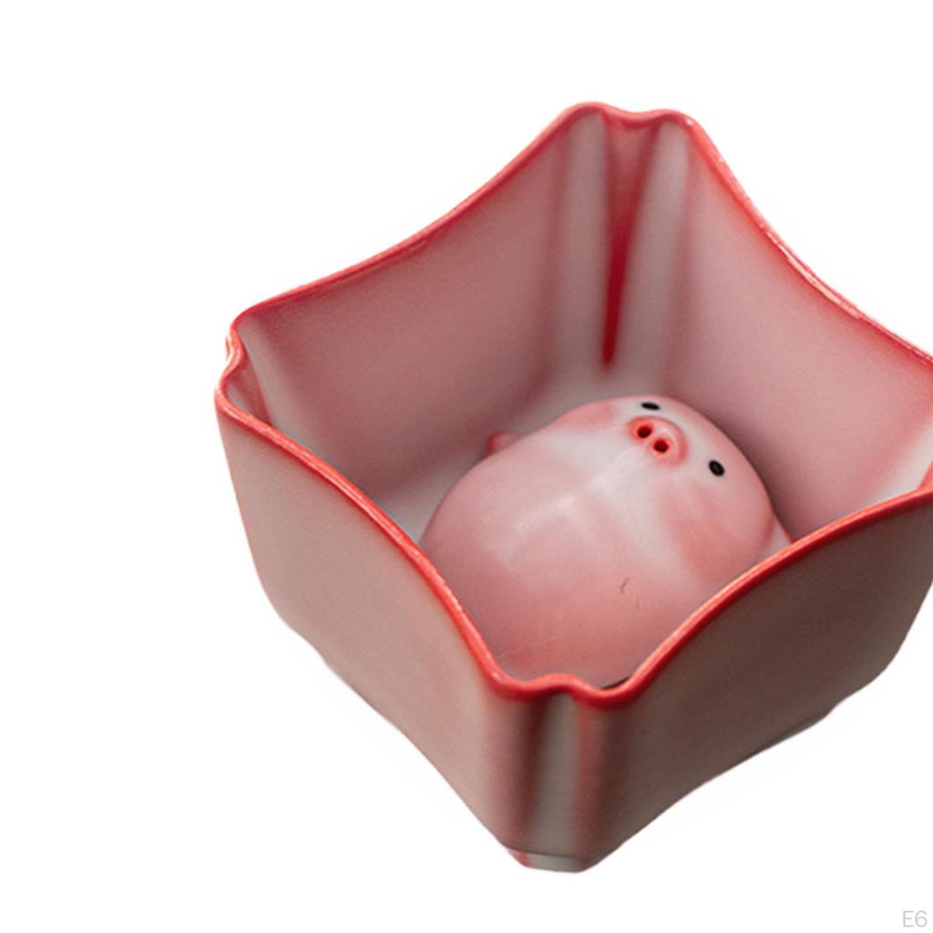 Ceramic Tea Cup ,Kung Fu Teacup with Pet, Traditional, Portable, Piggy Statue Miniature Figurine