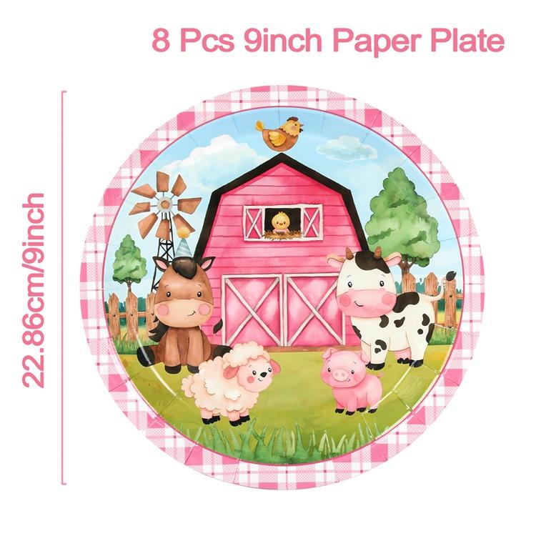 Farm Disposable Tableware Paper Plate Cups Farm Animals Birthday Party Decor Kids Birthday Party Favors Supplies Baby Shower