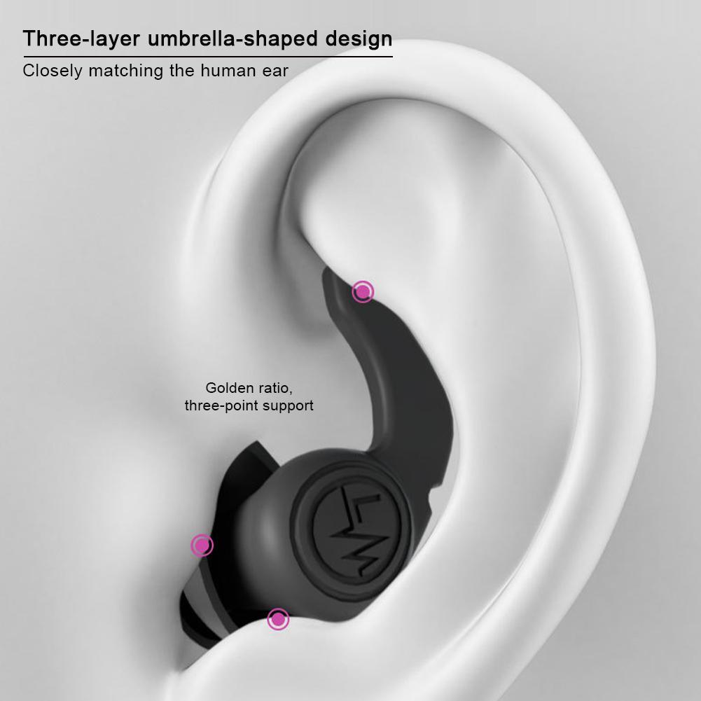 3Layer Anti Noise Silicone Soundproof Earplugs Waterproof Swimming Ear Plugs For Sleeping Diving Surf Soft Comfort Ear Protector