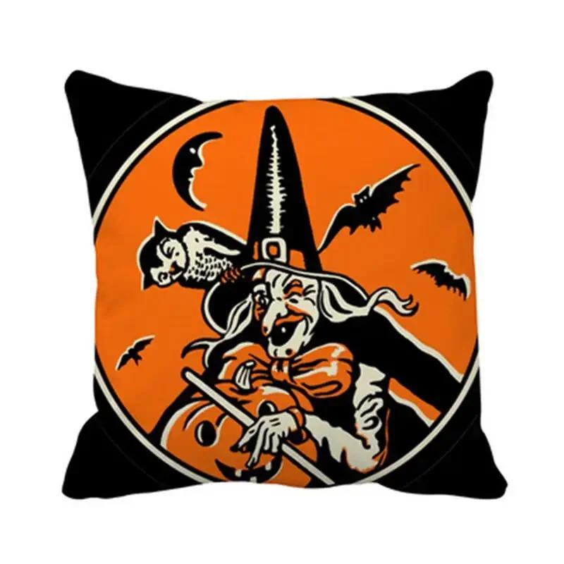 Cuscino Quadrato in Poliestere con Stampa di Stregone a Tema Halloween Decorazione per Divano Soggiorno Casa