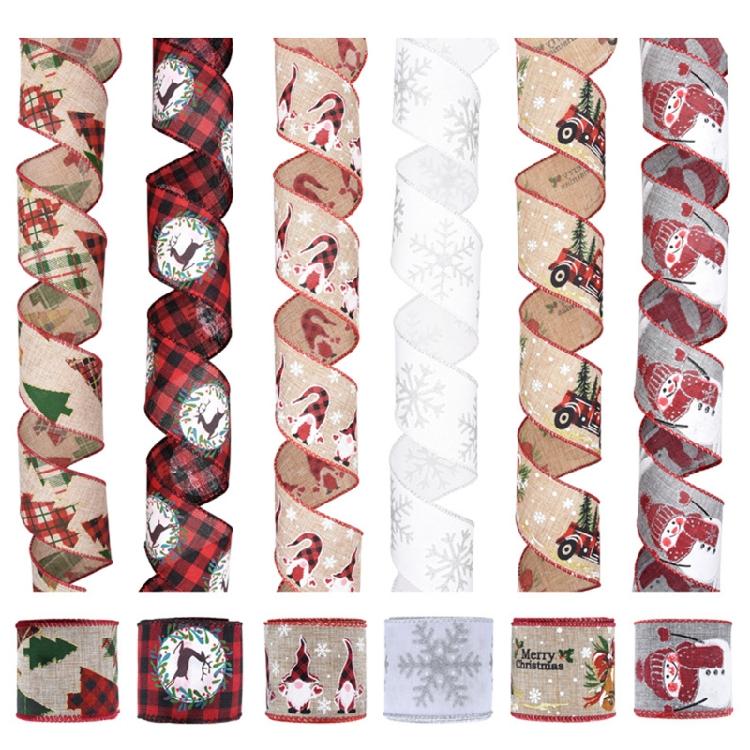 Polyester Ribbon Ribbon Printed Snowman pattern Ribbon Christmas Sewing Fabric 1
