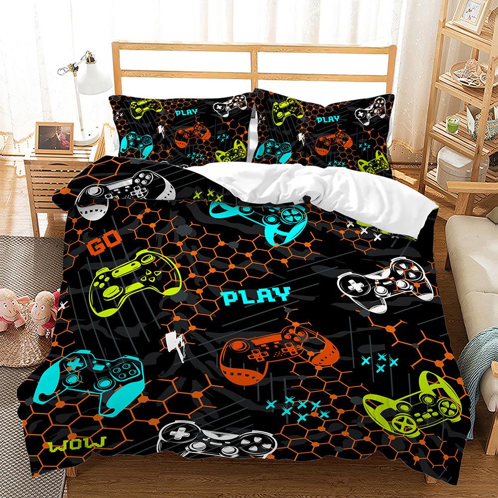 

Home Textile Game Series Gamepad Building Block Quilt Cover Three-Piece Digital Kit Four-Piece Set 135 * 200 (two-piece set) 90g