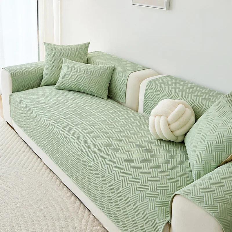 Ice Silk Twill Weave Sofa Cover Living Room Summer Cool Feeling Sofa Cushion Nonslip Modern Universal Sofa Cushion Home Cool Mat