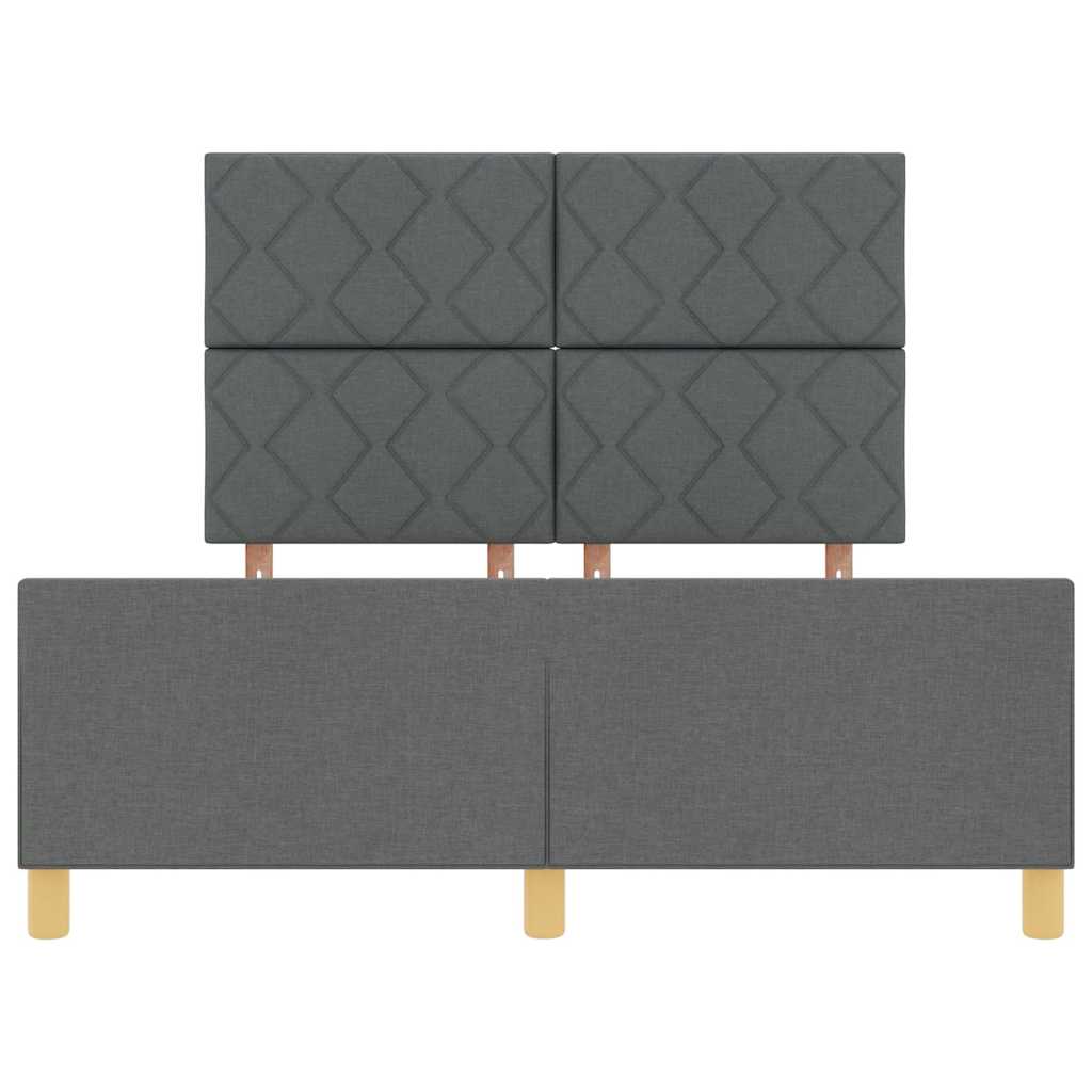 Bed Frame with Headboard Dark Gray 140 x 200 cm Fabric
