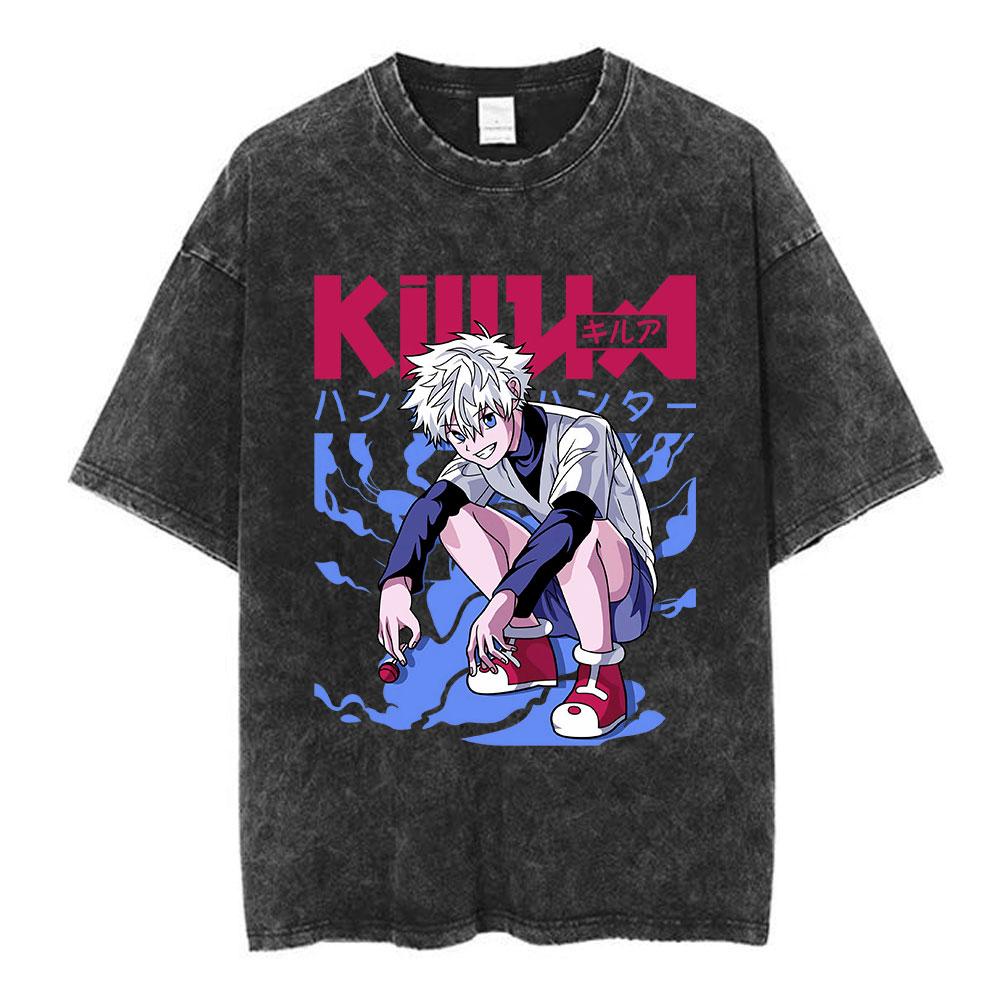 Anime Hunter X Hunter Prany T-shirt Vintage Pająk Trupa Fantomowa Hisoka Chrollo Krótki Rękaw Top Męski Damski Letni T-shirt