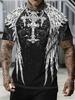 [Print Design-Not Textured] 2026 Summer New Men'S Plus Size Short Sleeve T-Shirt Men'S T-Shirt Gothic Style Wings Cross, Dark Retro, Trendy Print