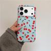 Mat Blauwe Kers Koreaanse Stijl Telefoonhoesje voor iPhone 13-17 Pro/Pro Max, Huidachtig Ontwerp voor Vrouwen