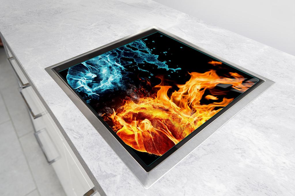 SZKLANA PŁYTA OCHRONNA NA KUCHENKĘ 50x52 OGIEŃ
