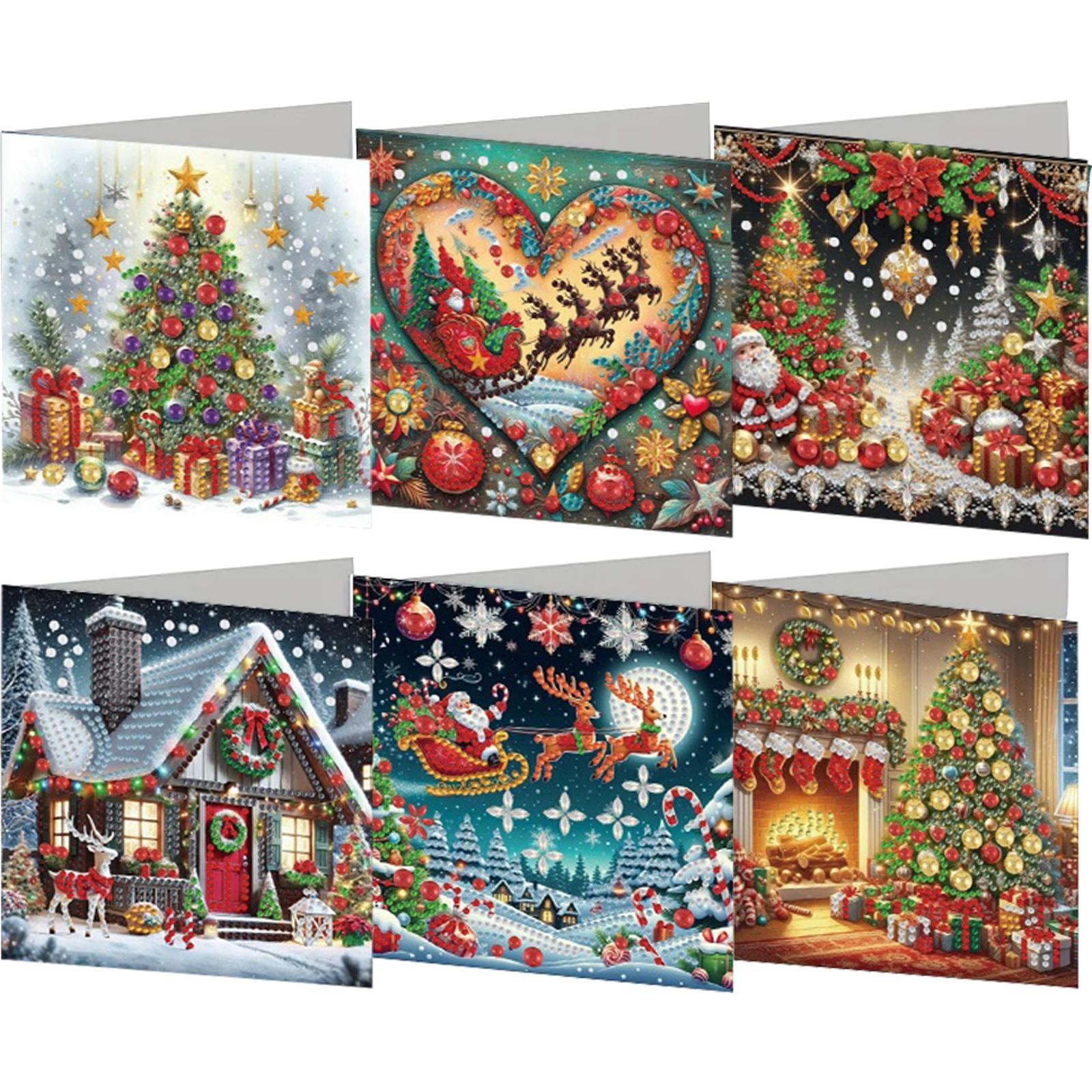 6PCS DIY Animal Pattern Diamond Painting Greeting Card Set Diamond Art Greeting Cards Creative Birthday & Thanksgiving Card Kit