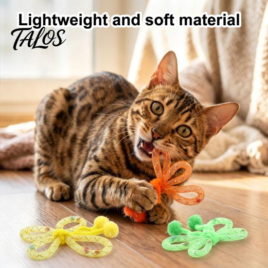Interactive Toys for Multi Cat Households Mesh Tube Toy, Butterfly Shape Chew Toy with Bells Indoor Exercise And Plush Balls, Flexible Cats