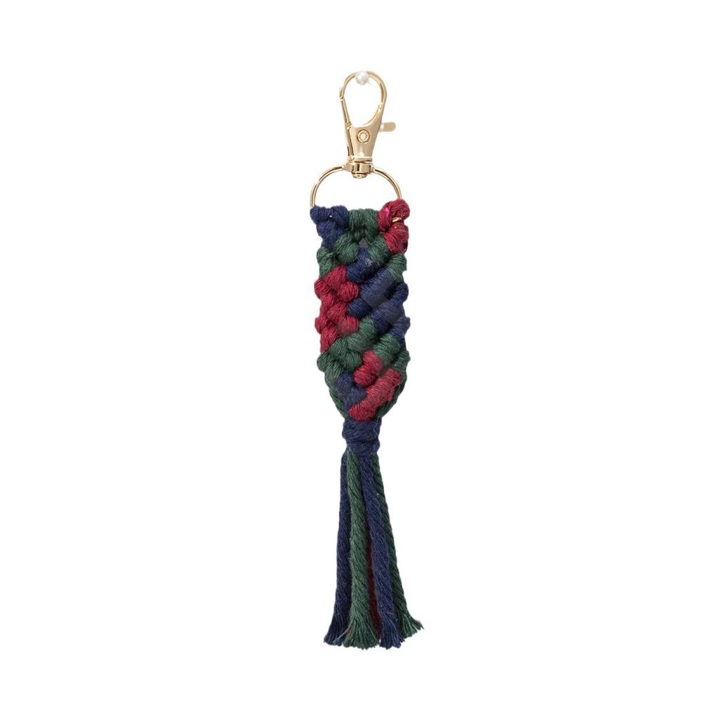 New ins style ethnic style mixed color woven cotton rope keychain pendant creative gift for girlfriends