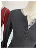 Stylish Contrast Color Faux Two-Piece Long-Sleeve Top for Women