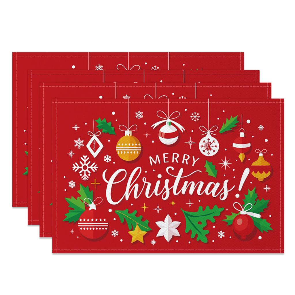Christmas Table mat dining table Xmas Tree Snowman Santa Gingerbread House Linen Fabric Merry Christmas Holiday Table Decoration