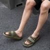 Leather slippers men's summer trend outer wear casual soft bottom one-word drag fashion sports light cool slippers men's