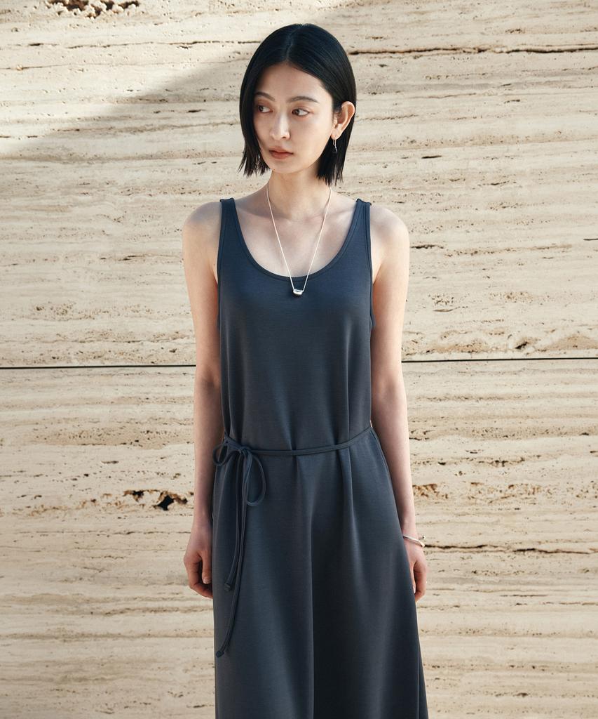 Siyajyu Sia8040 Comfortable Daimaru Long Dress_Charcoal