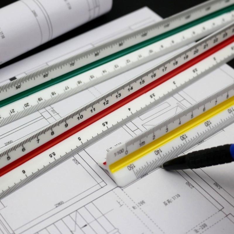  Architectural Scale Ruler, 12" Plastic Architect Scale, Triangular Ruler for  Triangle Drafting Architecture