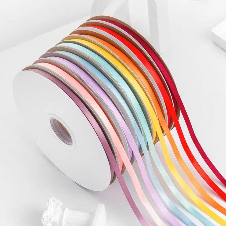 "0.6cm-1cm Polyester Ribbon for DIY Bows, Bouquets, and Gift Boxes"