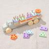 Wooden Montessori Toy Geometry Set Of Columns Baby Educational Toys Trailer Children Learning Toys For Cognitive Shape Pairing