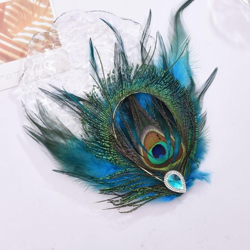 Elegant Peacocks Feathery Hair Clip Vintage Inspired Peacocks Feathered Hairpin Stylish Hairpin for Bridal Attire