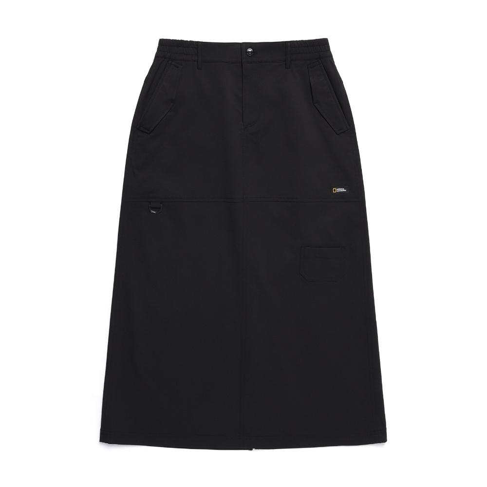 NATIONALGEOGRAPHIC N251Wsk020 Women'S Elastic Waist Long Skirt Carbon Black