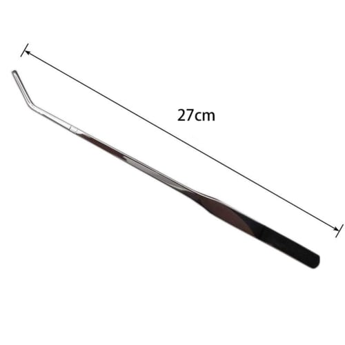 EDu Long Aquatic Plant Tweezers for Aquariums, Aquatic Plants, and Reptiles, 27cm Stainless Steel (Bent Tip, SUS430)