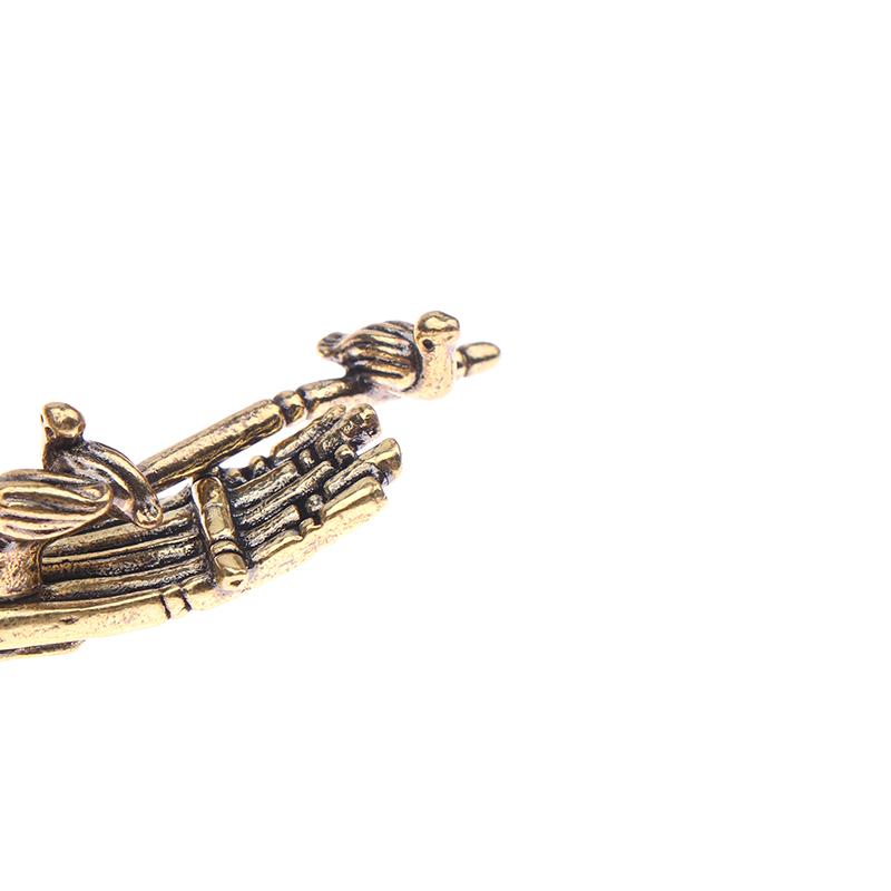 1 Stück Schreibtischornament Antik Messing Bambusfloß Fischerboot Fischer Kunst Modellierung Skulptur Räuchergefäß Dekoration