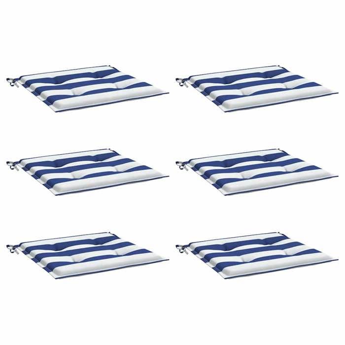 VidaXL Lot de 6 Coussins de Chaise de Jardin, Galettes de Siège Antidérapantes, Décoration Terrasse Patio Extérieur, 50x50x4 361079