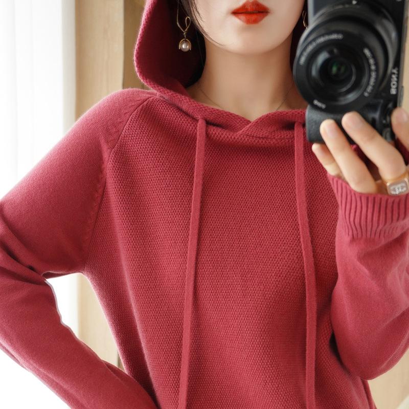 Women S Thick Knit Hooded Pullover Sweatshirt Loose Fit Autumn Style