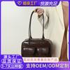 Personalisierte Tragetasche heißer Verkauf große Kapazität koreanische Version Damen Schulter Unterarm Ölwachsleder Tasche Doppeltasche lässig tragbar