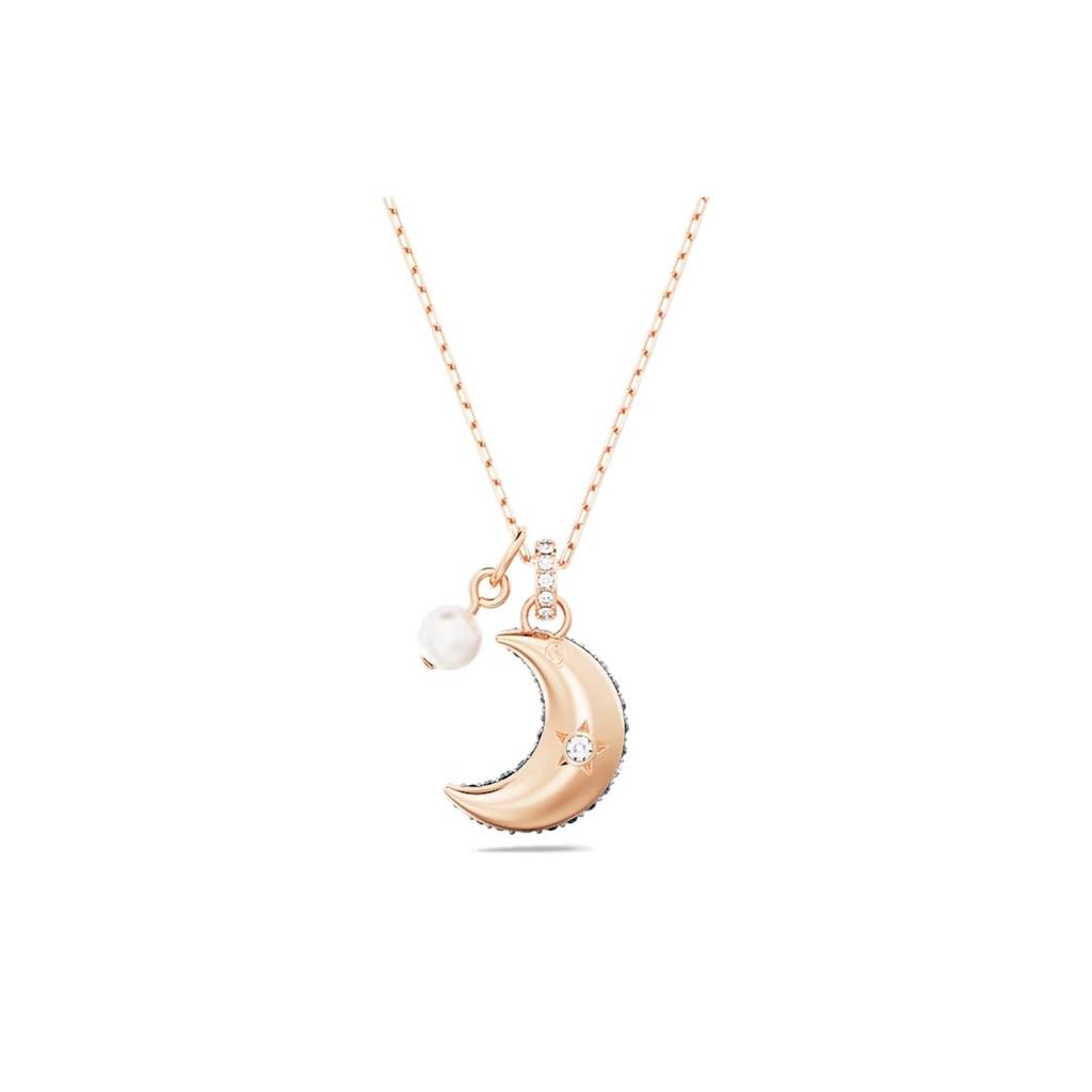 Swarovski Naszyjnik z wisiorkiem w kształcie księżyca Luna dla kobiet Różowe złoto Niebieski 5671585