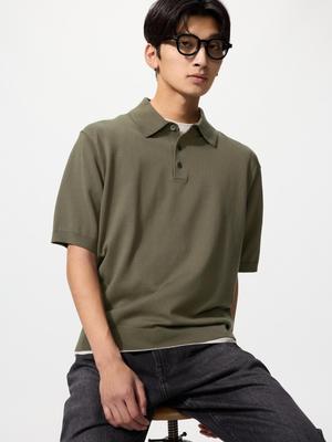 Washable Knit Polo Sweater  Short Sleeve 