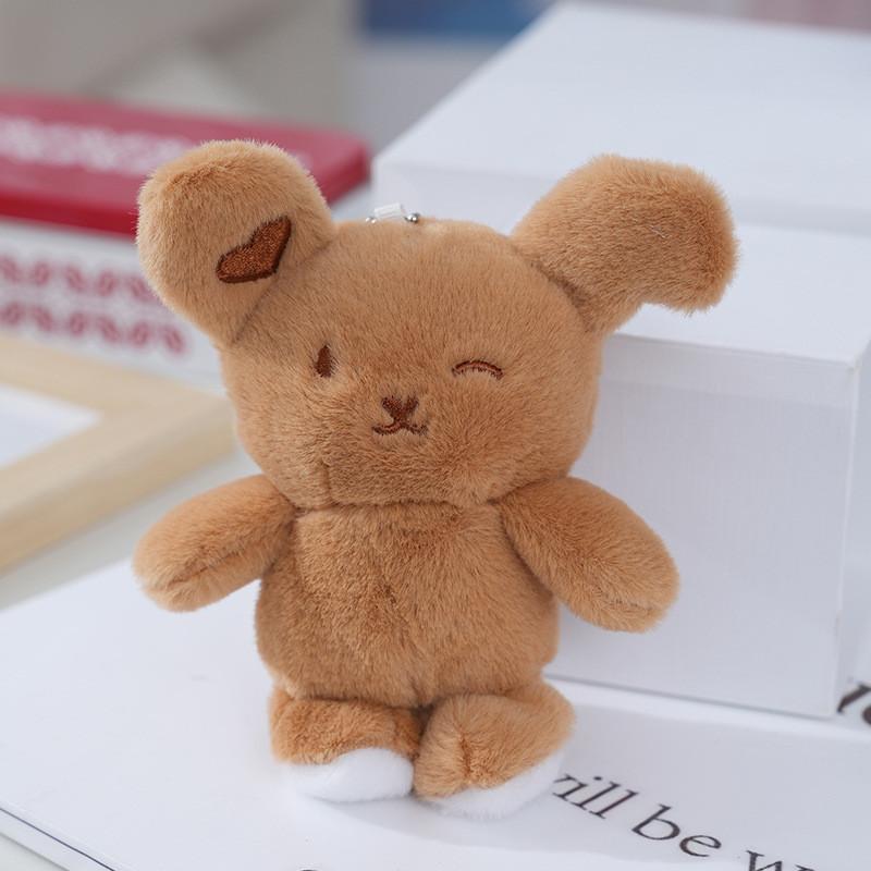 Cute Heart Bunny Plush Keychain Soft And Huggable Animal Doll For Couples And Kids коричневый