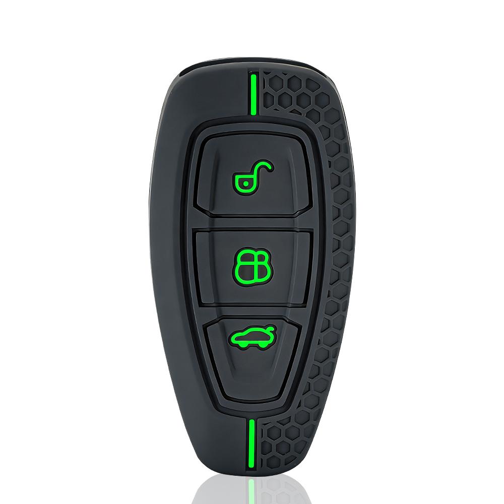 New Car Key Pack for Ford ST Line Fiesta Focus Mondeo Ecosport Kuga Edge Escape Metallic Silicone Car Key Fob Case Accessories