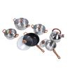 Stainless Steel Cookware Set Multifunctional Wooden Grain Kitchen Cookware Pots Pans Set with Kettle