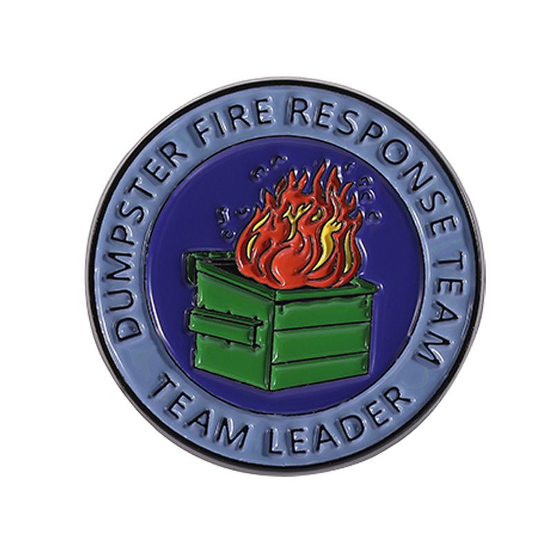 

Dumpster Fire Response Team Enamel Pin Job Humor Creative Trash Can Flame Brooch Lapel Backpack Badge Jewelry Gift for Friends
