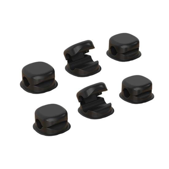 6 шт. Органайзеры для кабелей Держатель для шнуров с прочной невидимой присоской для стола Автоматическая фиксация чёрный