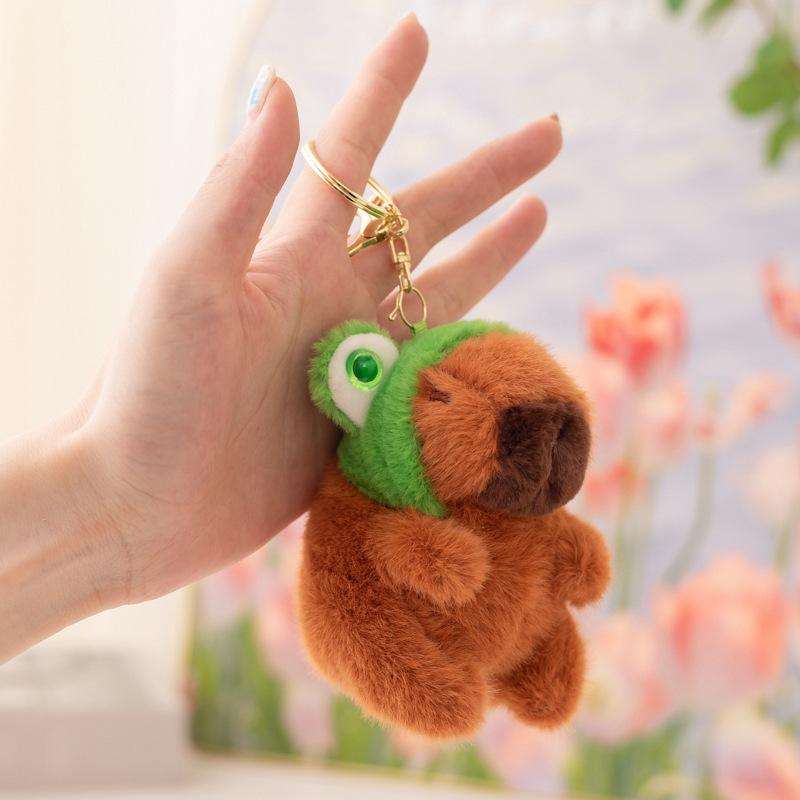 Cartoon Capibara Capybara Doll Plush Toy Hamburger Capybara Panda Small Pendant Bag Keychain