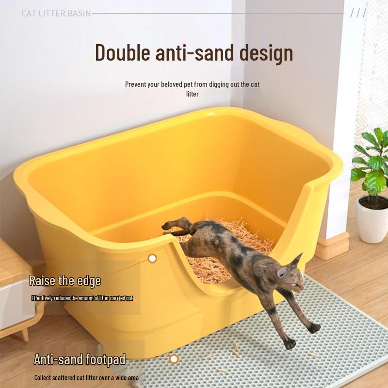 Extra-Large Splash-Proof Semi-Enclosed Cat Litter Box for Maine Coons