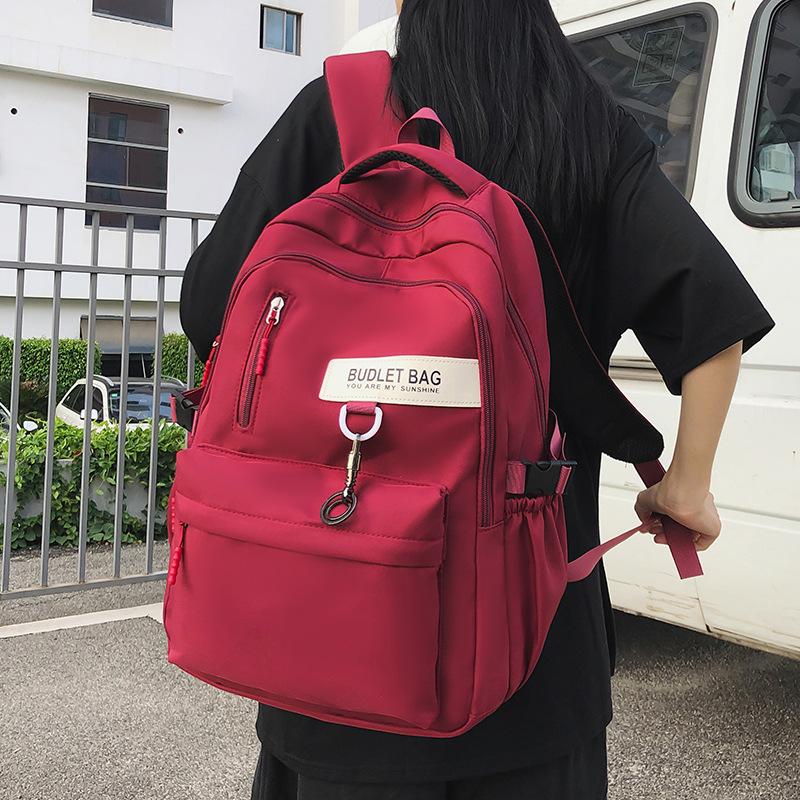 Schoolbags Elementary School Students Female College Students High School Students Junior High School Students Burgundy Backpack