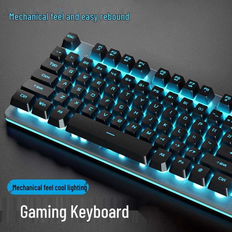 Luminous Wired Keyboard & Mouse Set with Floating Keycaps - USB, Mechanical Feel for Gaming Desktops & Laptops