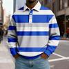 Men's Casual Loose Colorblock Print Lapel Button Long Sleeve Top