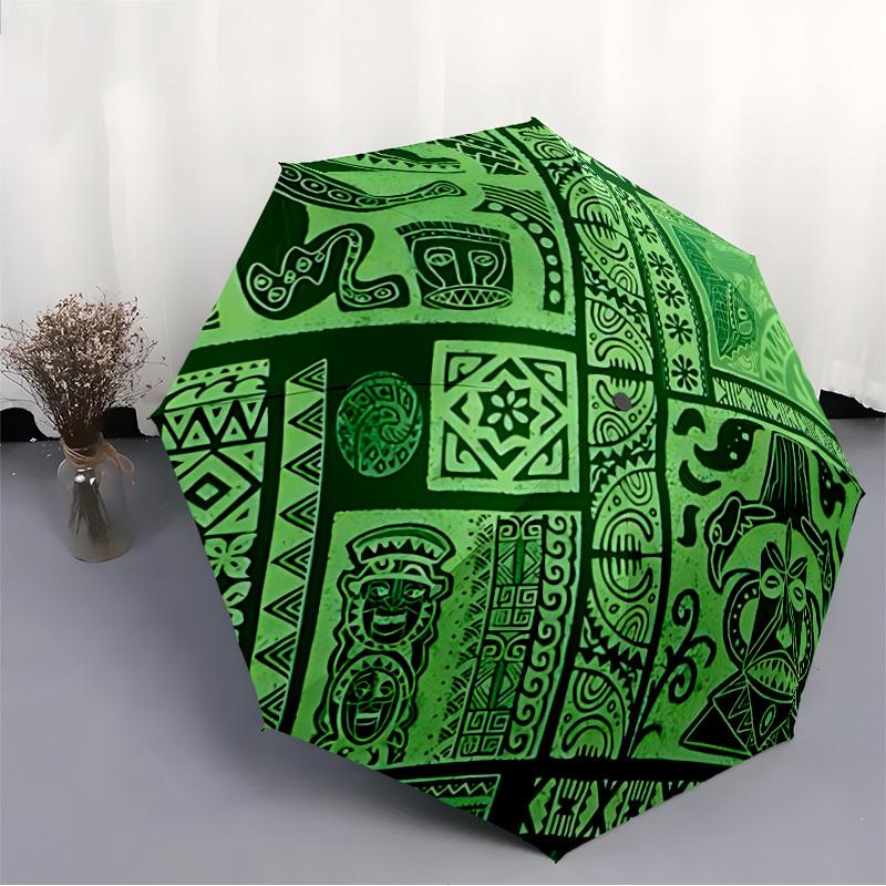 1pc Tribal Patterns Automatic Open/Close Umbrella with Windproof, Functional Design, 8-Rib Sturdy Canopy