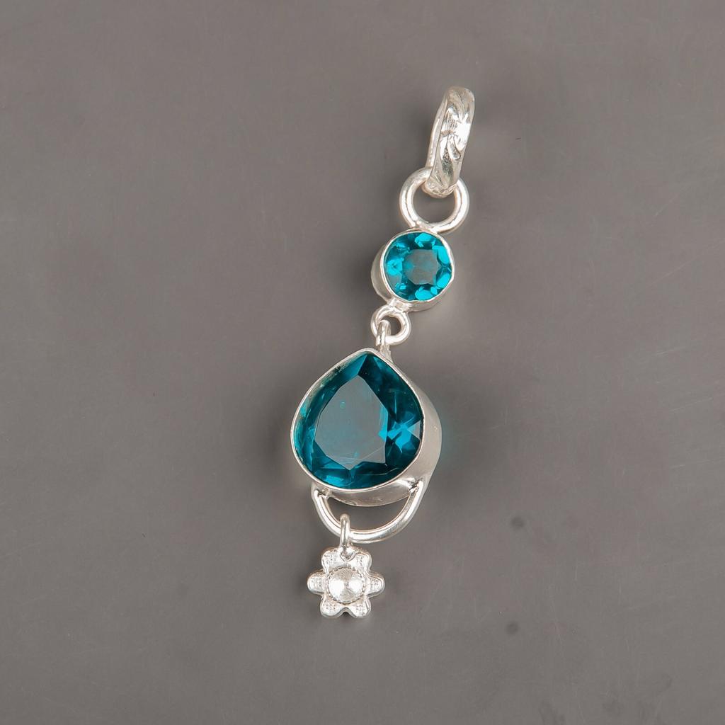 Apatite Gemstone 925 Sterling Silver Jewelry Handmade Pendant 2.00" For Women PP-5-11