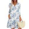 Women's Summer Dress Loose V Neck Three-quarter Sleeve Sundress With Pockets Dress