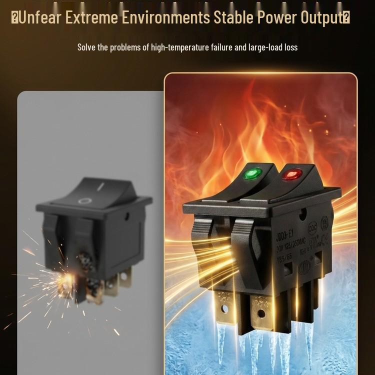 KCD3 Dual Rocker High Current Switch for Griddles/Heaters, 30A/50A, 125V/250V